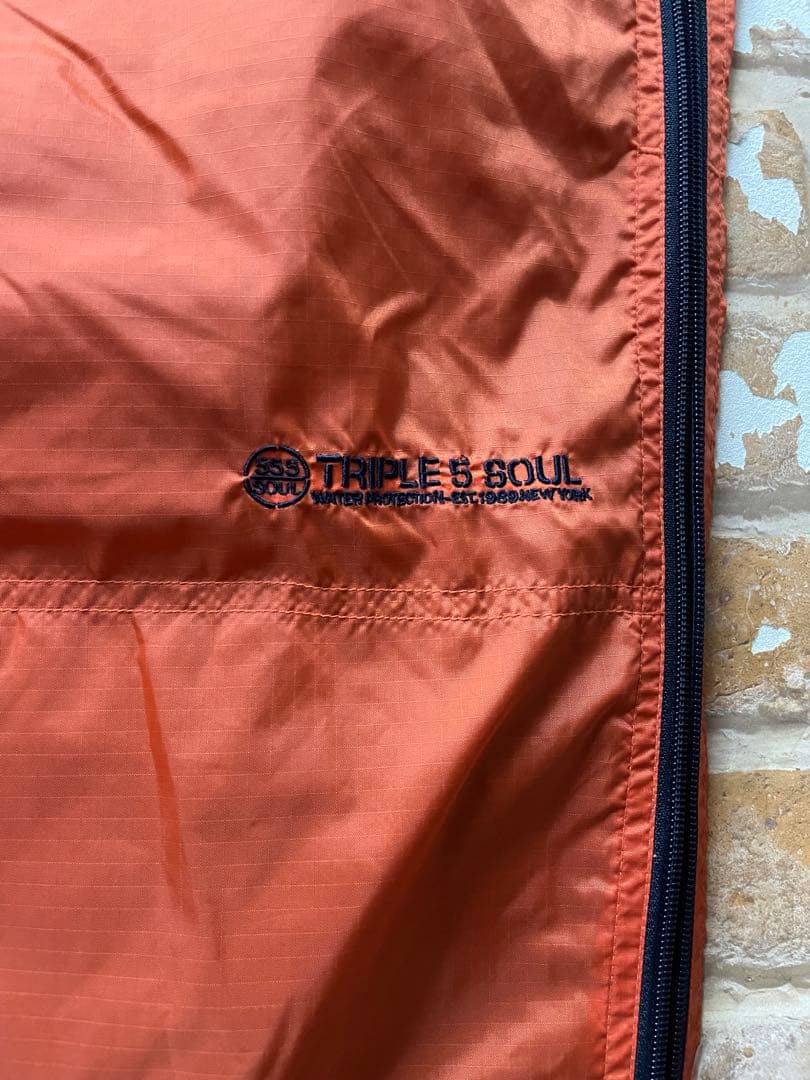 90s トリプルファイブソウル　ナイロンパンツ　オレンジ　刺繍　y2k 555