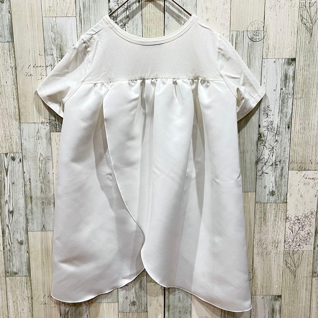 極美品　ヨーコチャン　トップス　38 ドッキング　フリル　白　ホワイト