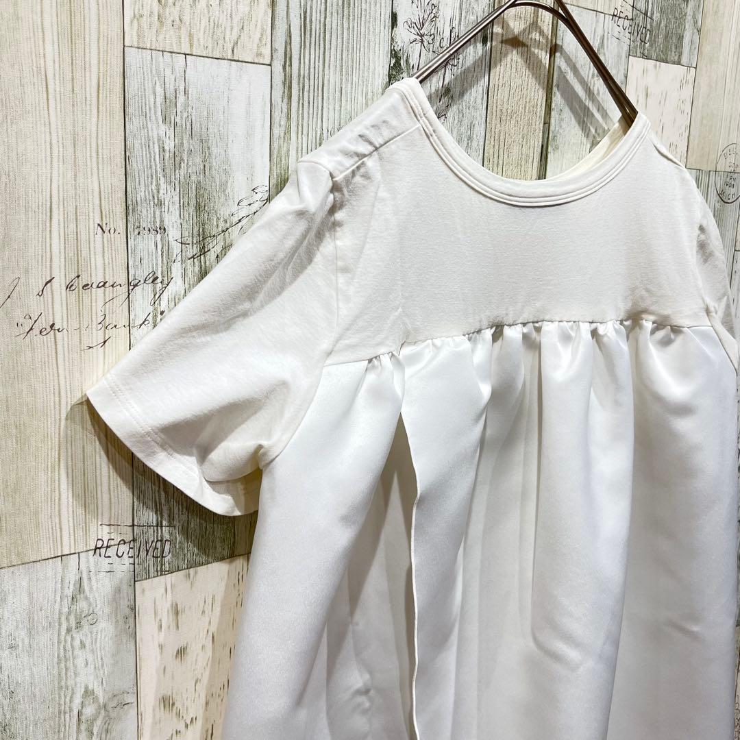 極美品　ヨーコチャン　トップス　38 ドッキング　フリル　白　ホワイト