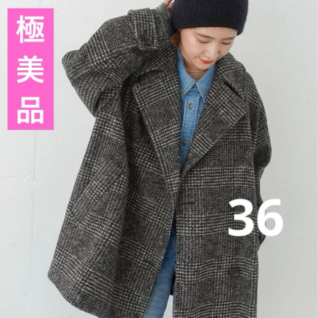 【ゆう】スピックアンドスパン Wスライバーチェックハーフコート 36 S