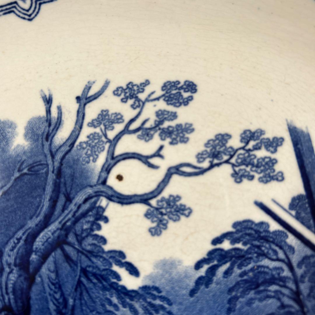ブルーアンド ホワイト大皿 オランダ 阿蘭陀 シノワズリアンティーク ヨーロッパ