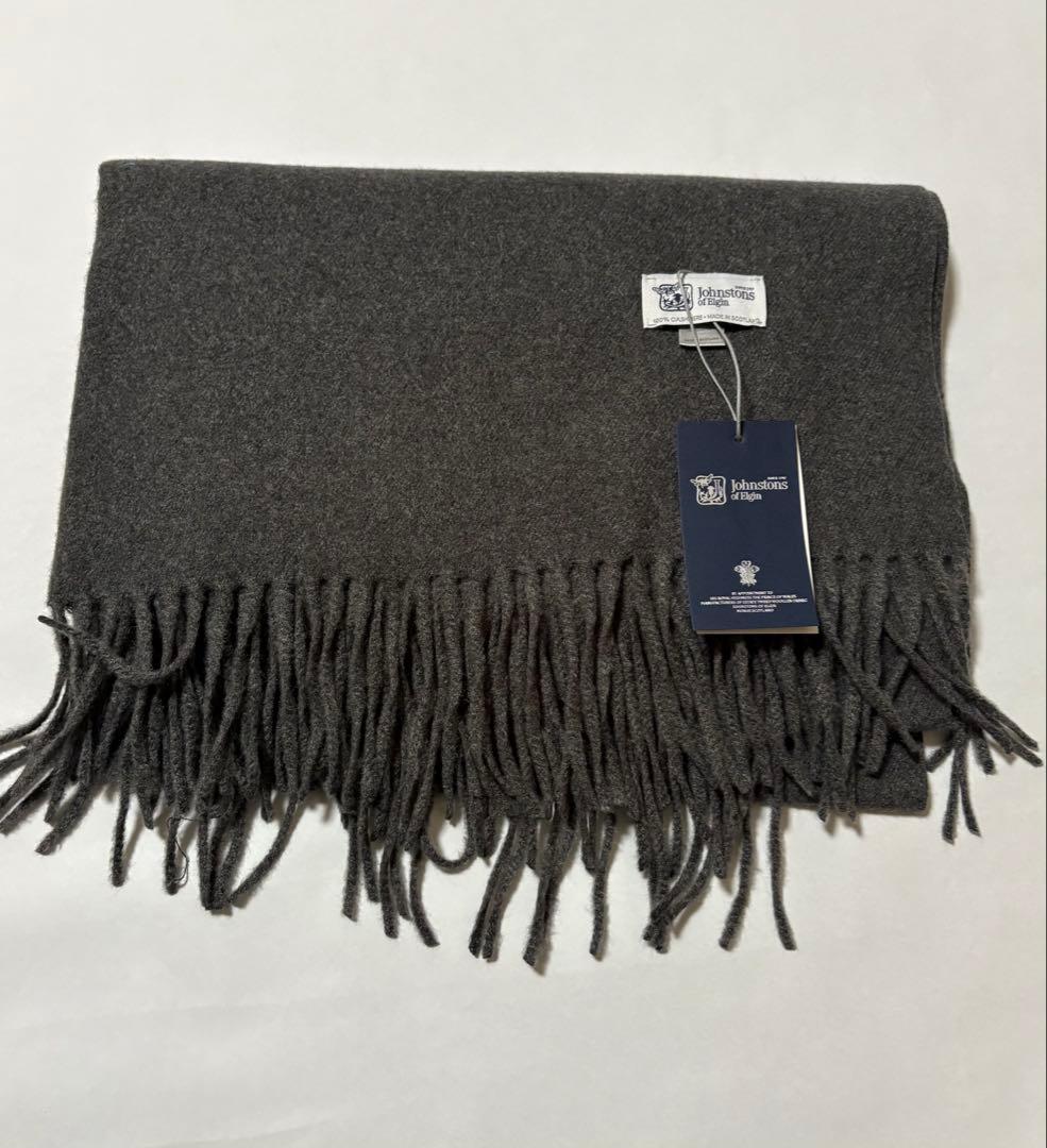 m*o様 大判Johnstons ジョンストンズ カシミヤ100%ストール グレ