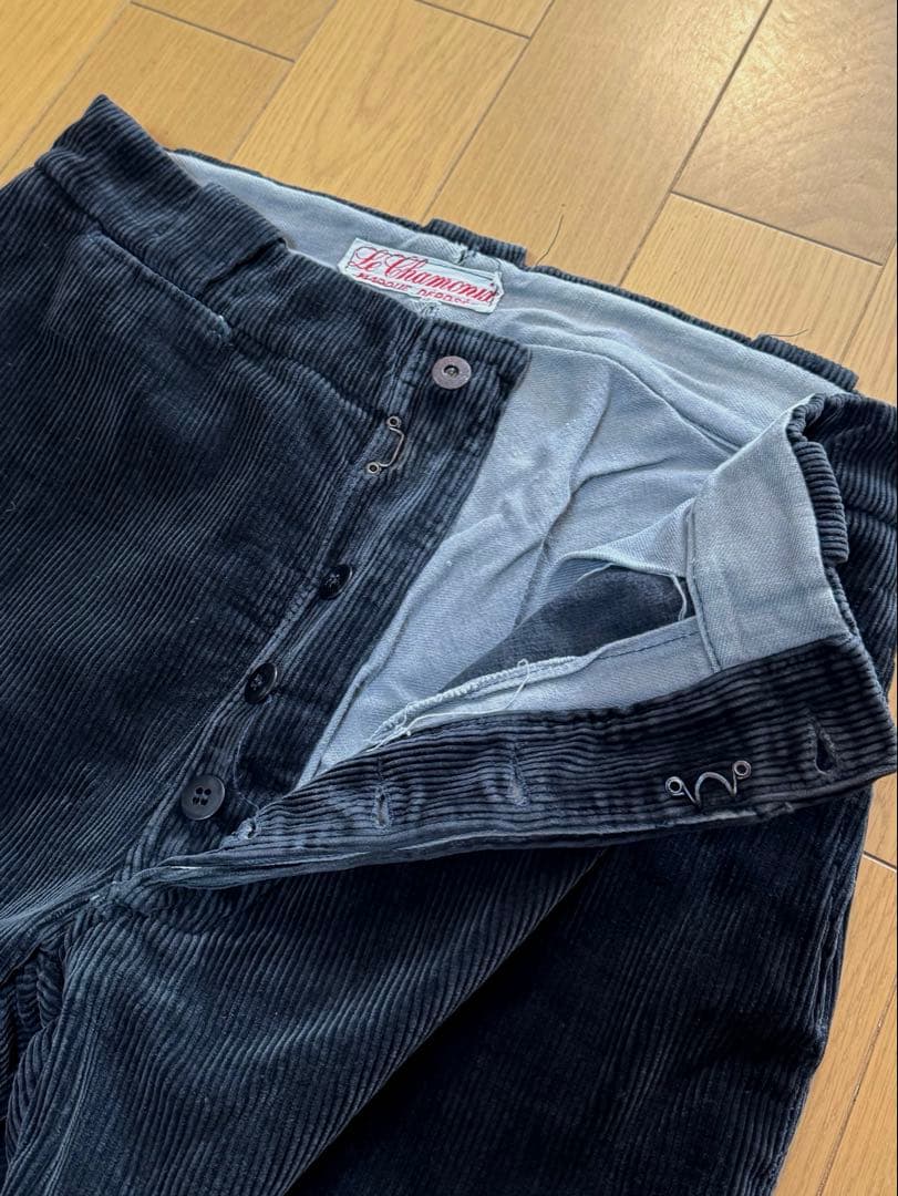40s 50s フレンチ ビンテージ コーデュロイ パンツ 黒