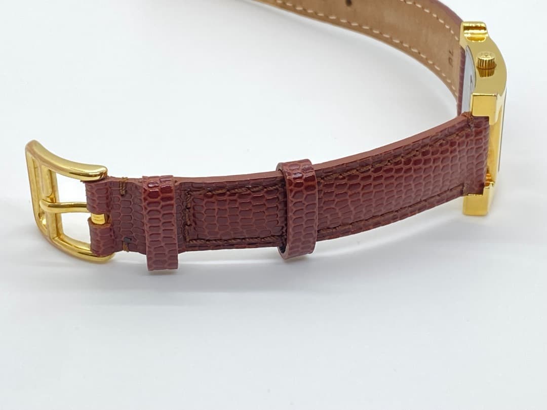 【新品電池】エルメス Hウォッチ HH1.201 ボルドー 赤 レッド ゴールド