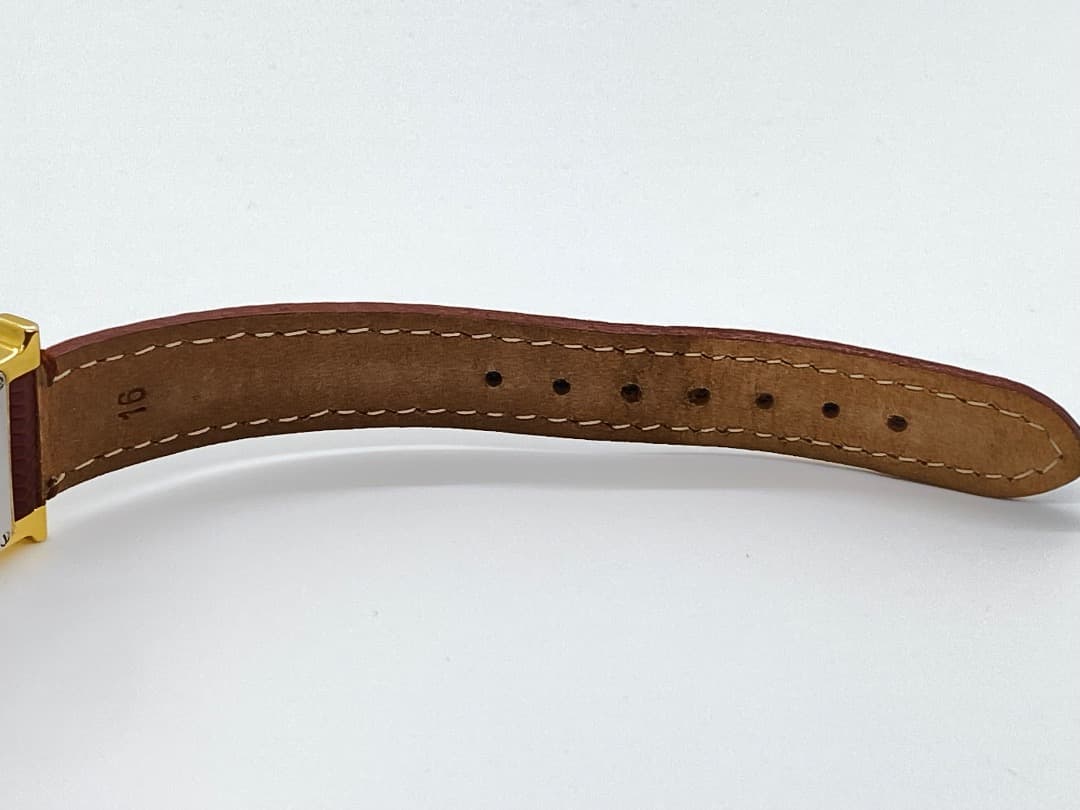 【新品電池】エルメス Hウォッチ HH1.201 ボルドー 赤 レッド ゴールド