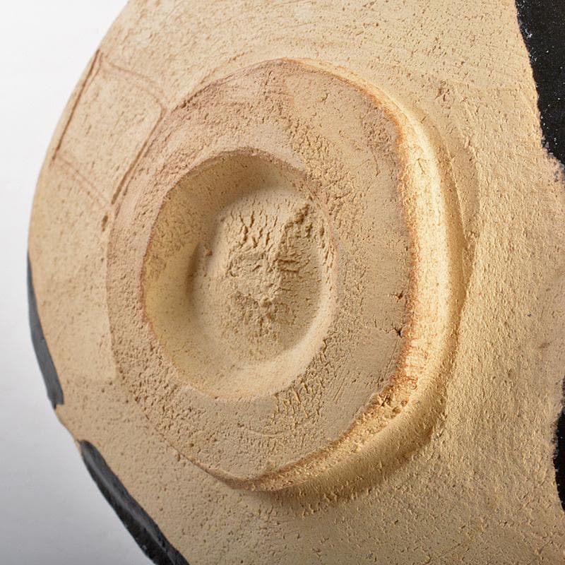 北大路魯山人作　織部焼　於里辺　茶碗　共布共箱　M　R7472