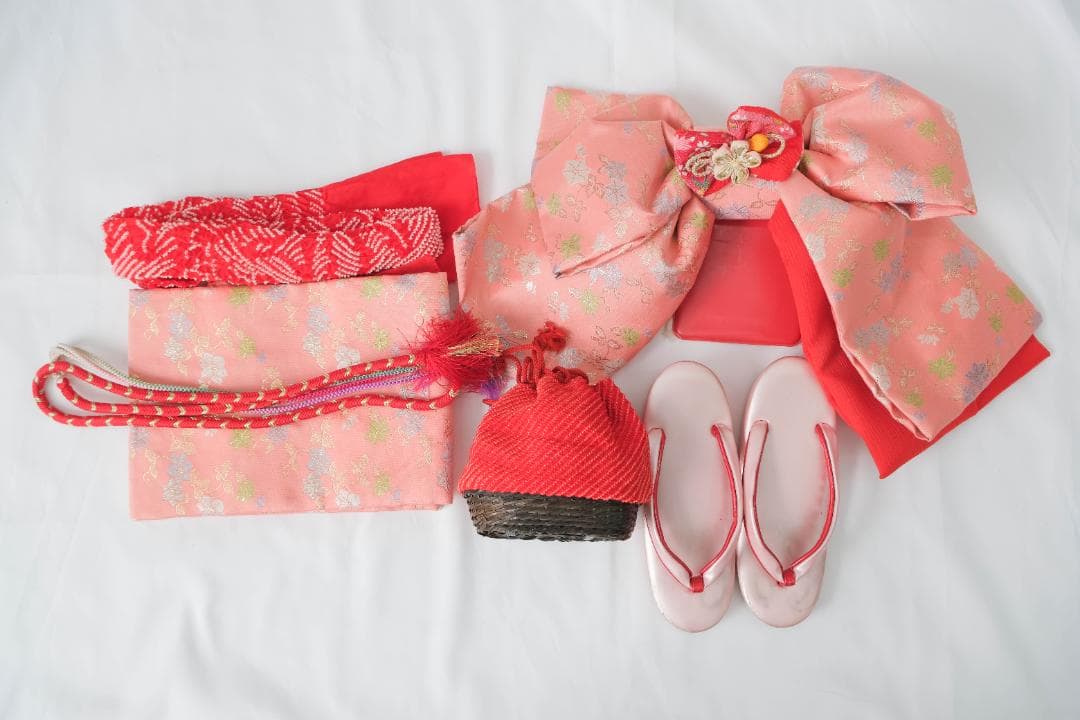 7歳　水色 花柄 着物