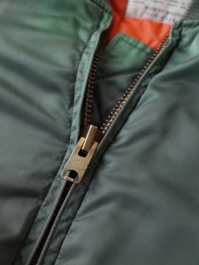 HOUSTON　復刻版　MA-1 ナイロン フライトジャケット　オリーブ/セージ