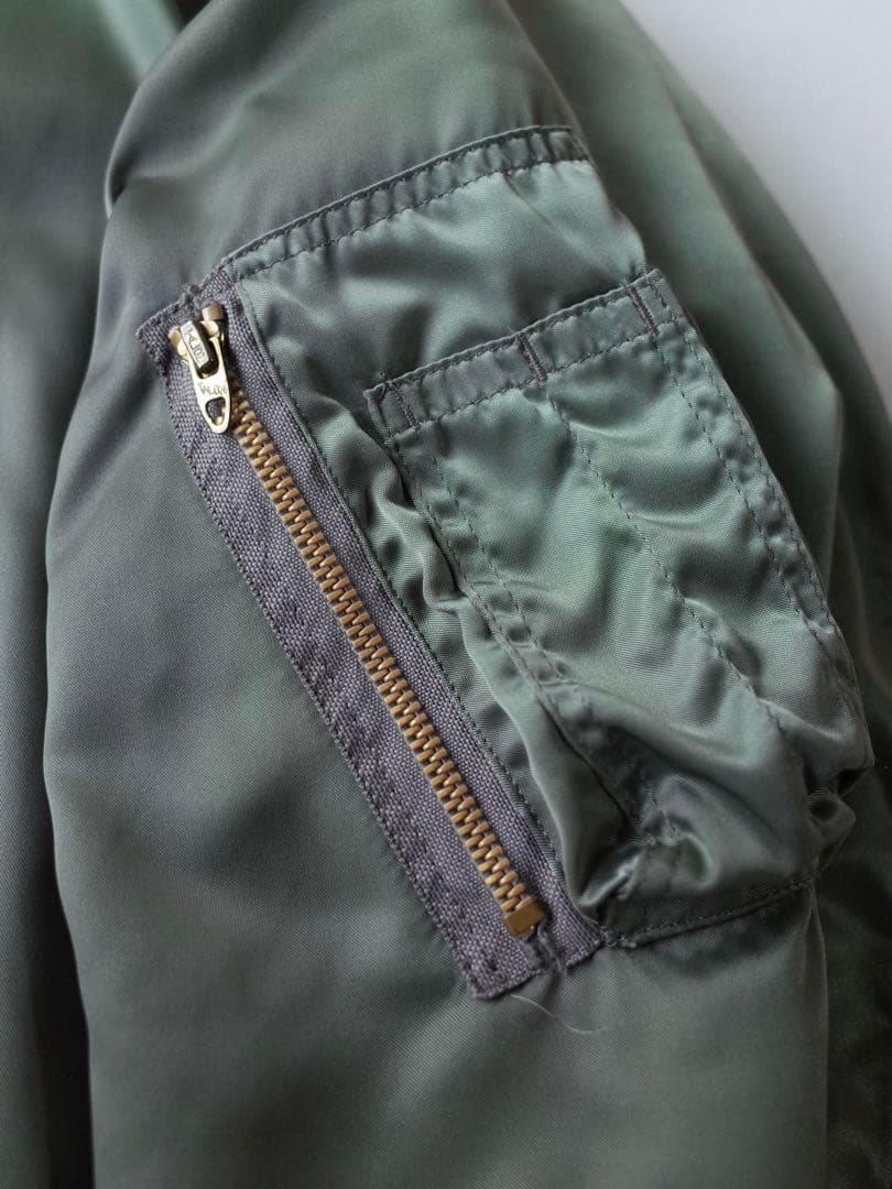 HOUSTON　復刻版　MA-1 ナイロン フライトジャケット　オリーブ/セージ