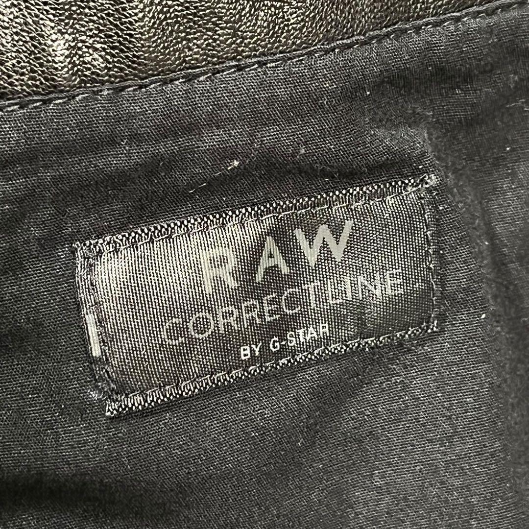 ロウコレクトライン ジースターロウ レザージャケット 本革 山羊革 刺繍 黒 S