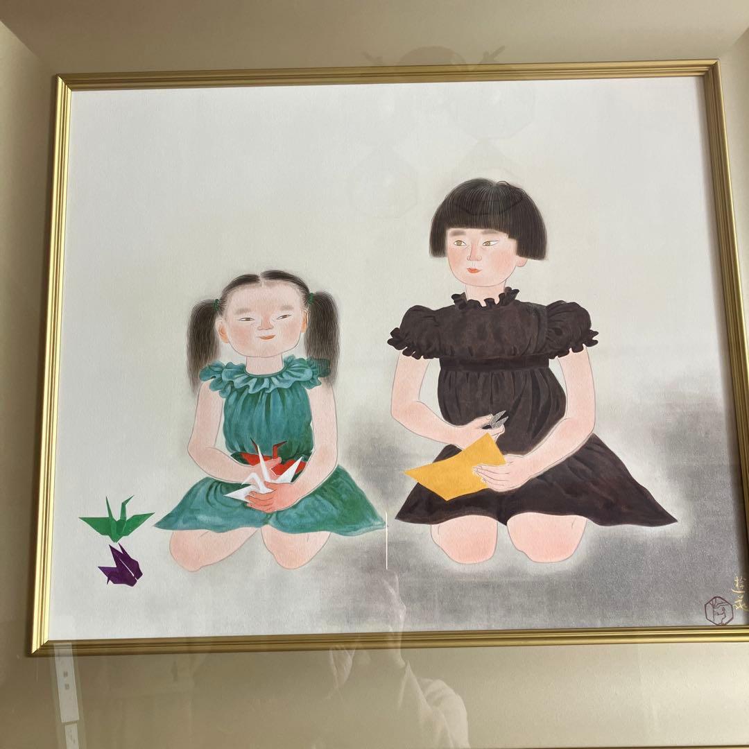 小倉遊亀　リトグラフ　「姉妹」