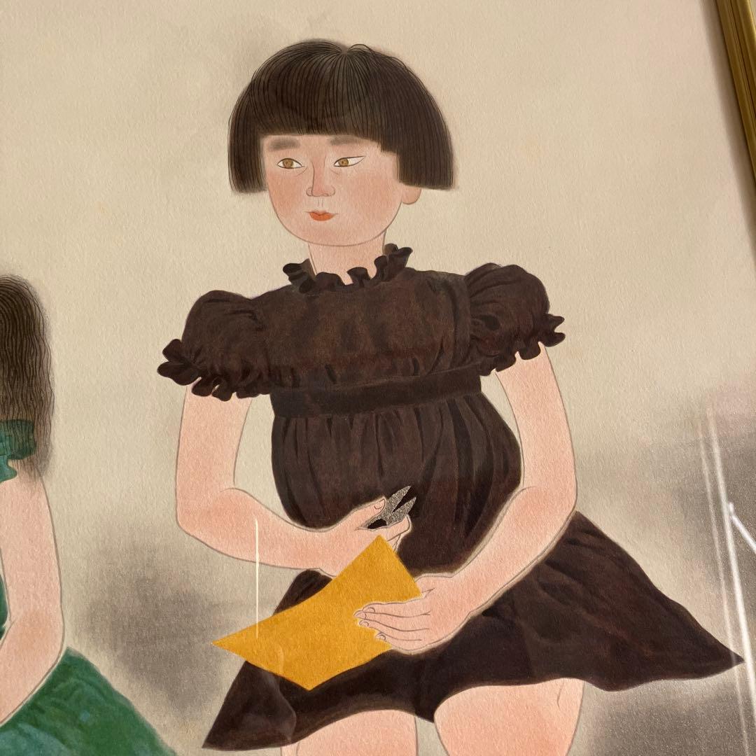 小倉遊亀　リトグラフ　「姉妹」