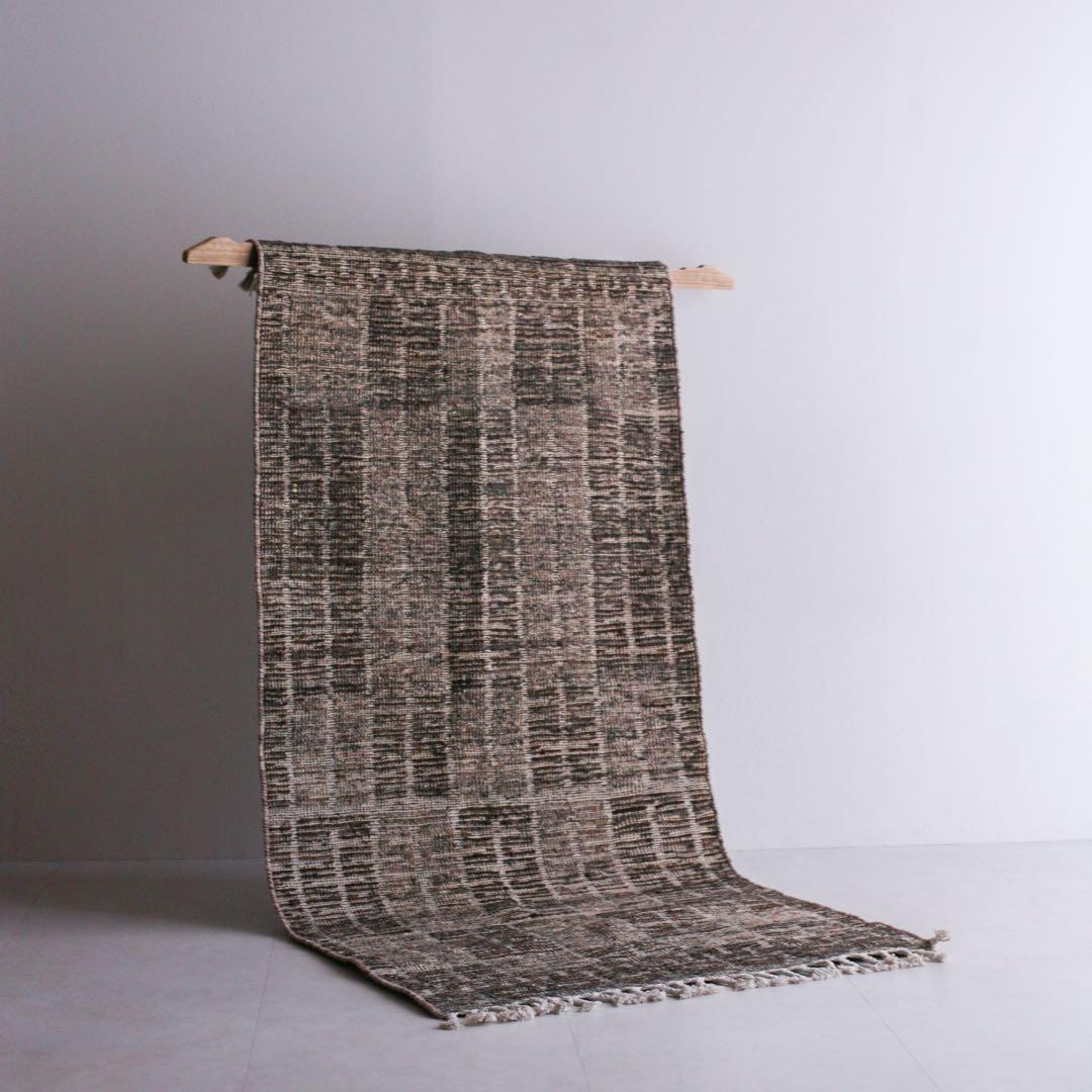 189×87 モロッコ　ベニワレン　新品　ウール　生成り　ブラウン　ベージュ