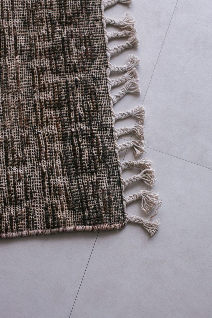 189×87 モロッコ　ベニワレン　新品　ウール　生成り　ブラウン　ベージュ