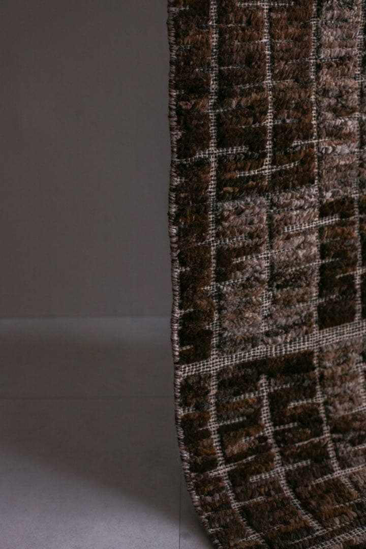 189×87 モロッコ　ベニワレン　新品　ウール　生成り　ブラウン　ベージュ