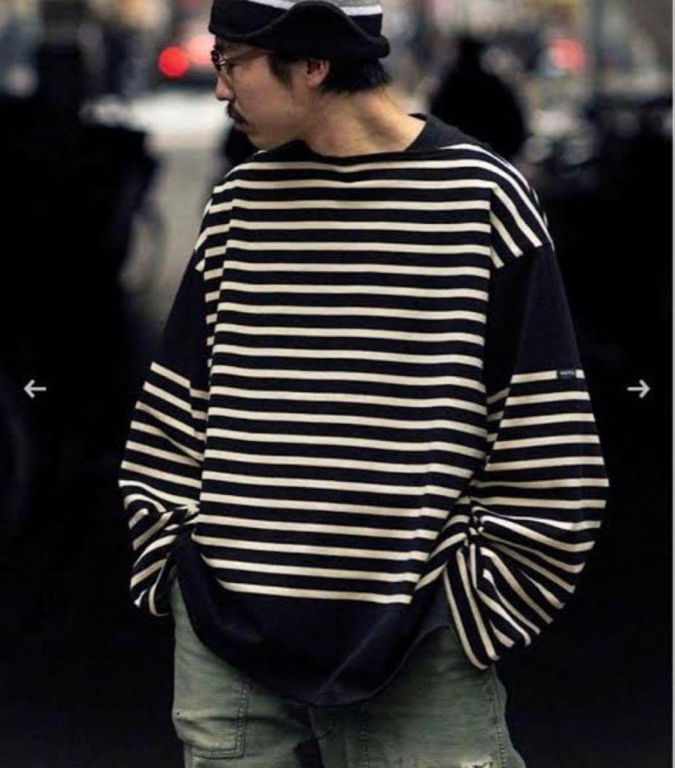 OUTIL × LECHOPPE 別注 バスクボーダーシャツ 黒 白 1