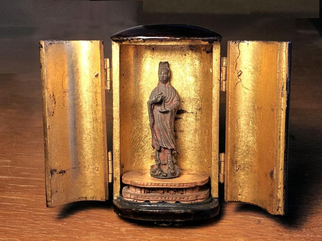 【 厨子入り観音 】　携行仏　江戸～戦前