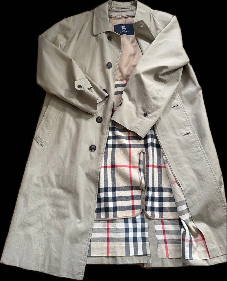 バーバリー ノバチェック ステンカラーコート ベージュ L相当