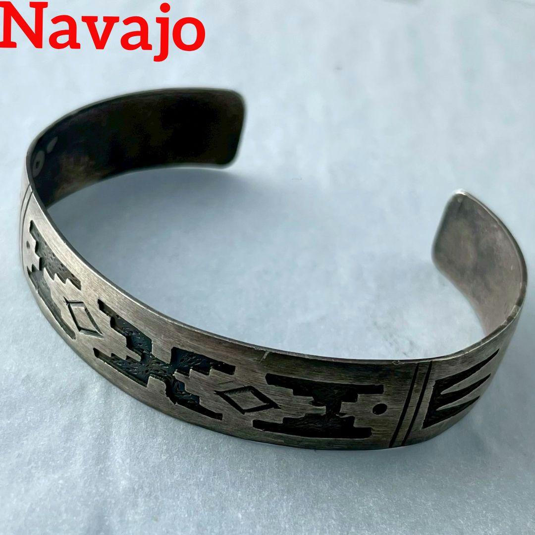 Navajo バングル B STERLING ナバホ族 ヴィンテージ シルバー