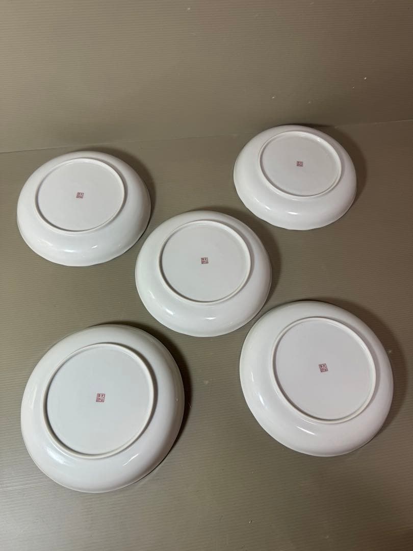 2814 九谷焼　花鳥文　中皿　5客　19cm 未使用