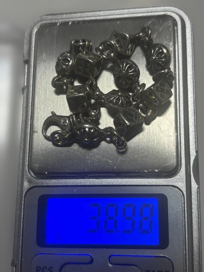 38g！ダイス&クロスボール シルバー925サイコロ　ダイスブレスレット メンズ