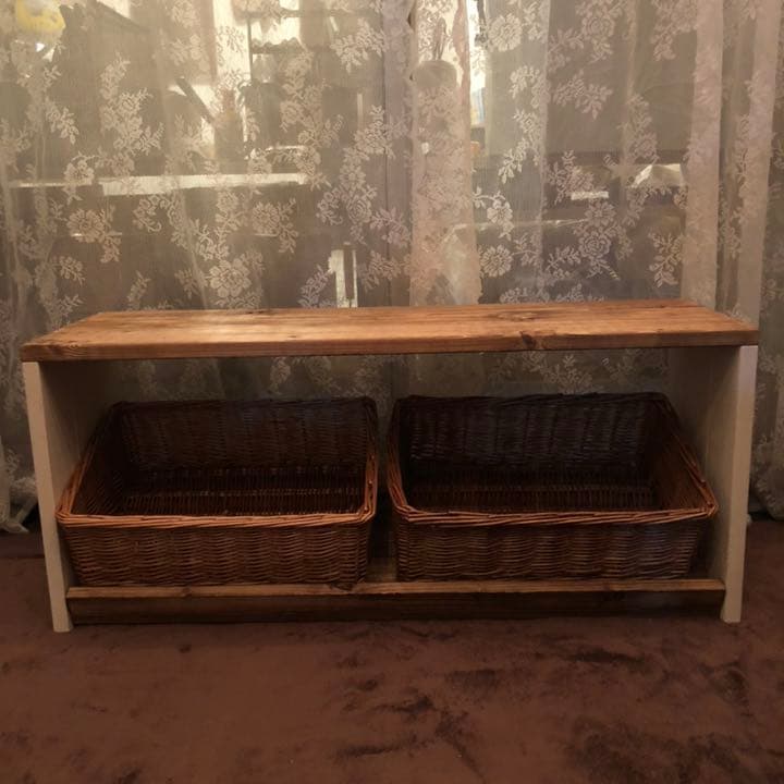 収納ベンチ　斜めver.  ハンドメイド　おもちゃラック　ランドセルラック