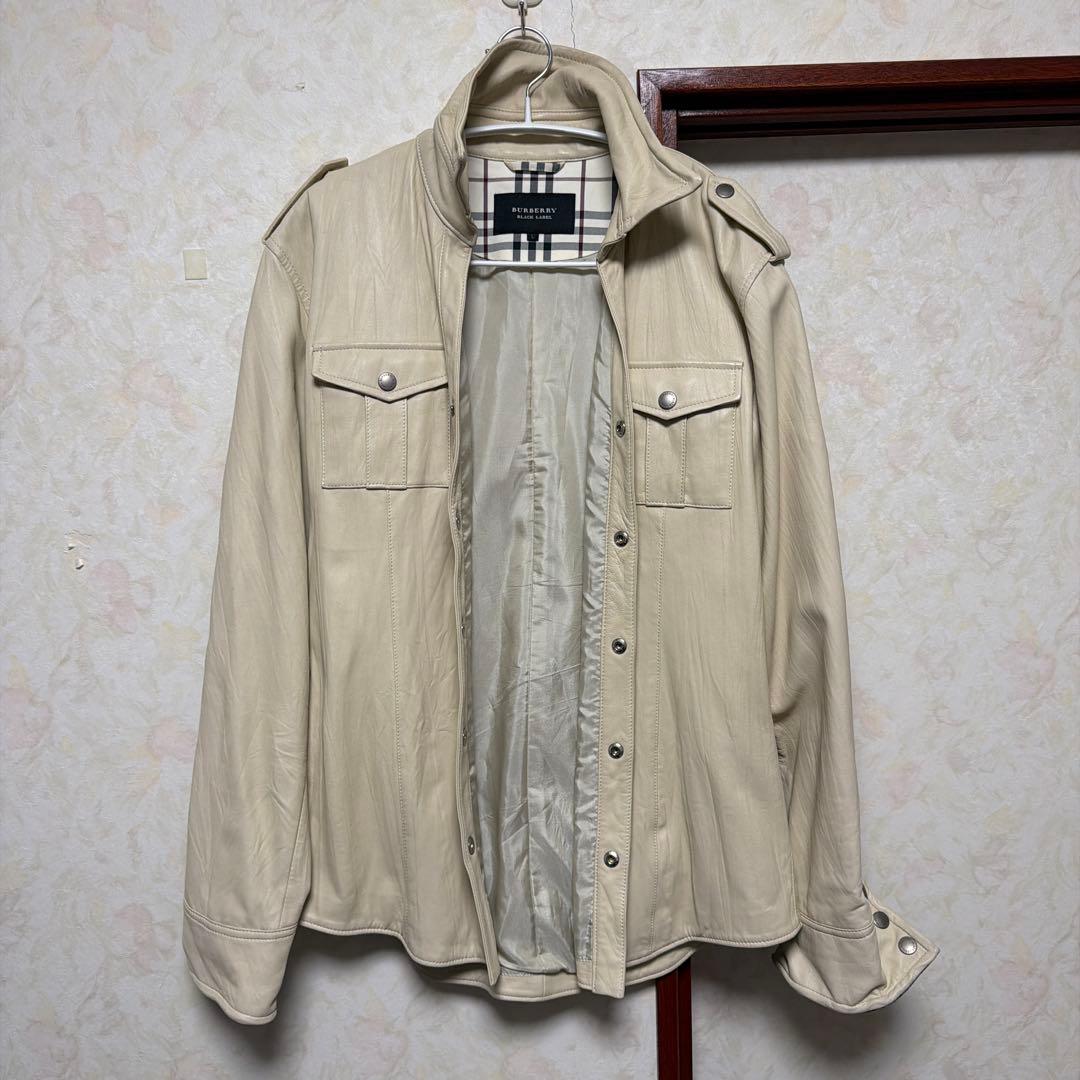 【希少】BURBERRY BLACK LABEL 羊革 シャツ ジャケット　L