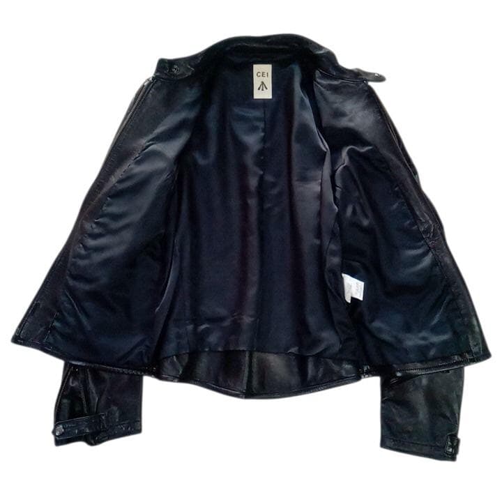 美品 BEAMS CEI パテント ラムレザー ライダース M 黒 ビームス