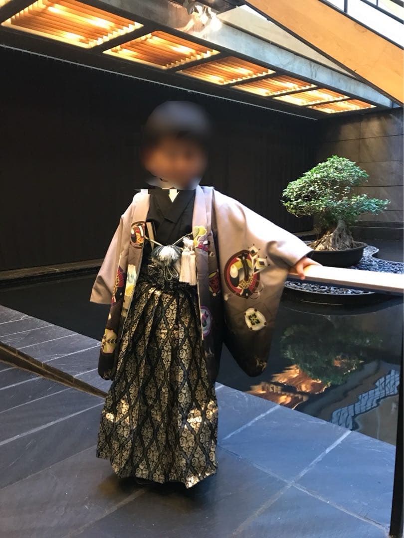 式部浪漫 七五三 5歳 男の子 フルセット 一式 着物 袴 羽織 グレー系