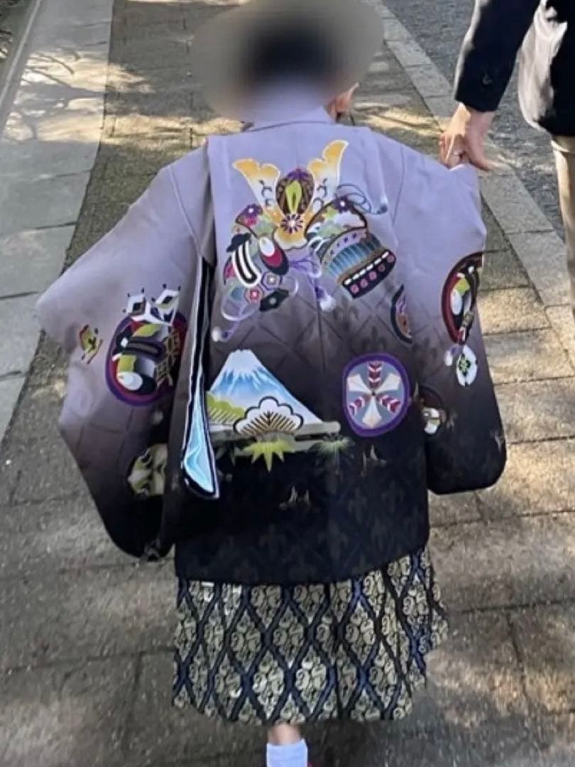 式部浪漫 七五三 5歳 男の子 フルセット 一式 着物 袴 羽織 グレー系