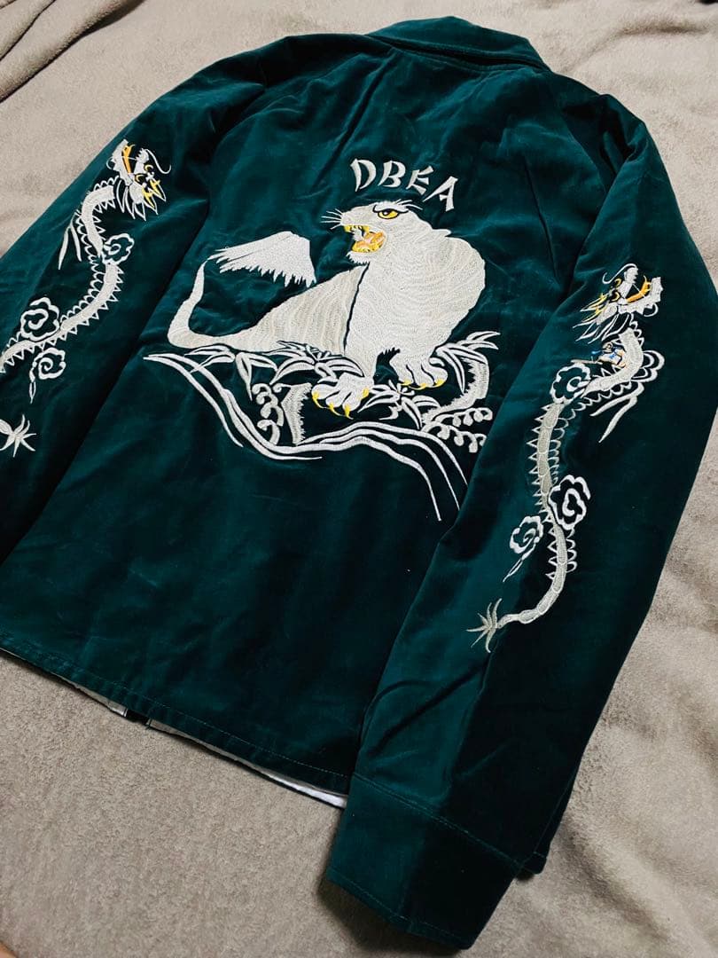美品 DBEA 未使用 グリーン別珍 虎 日本限定 スカジャン unisex