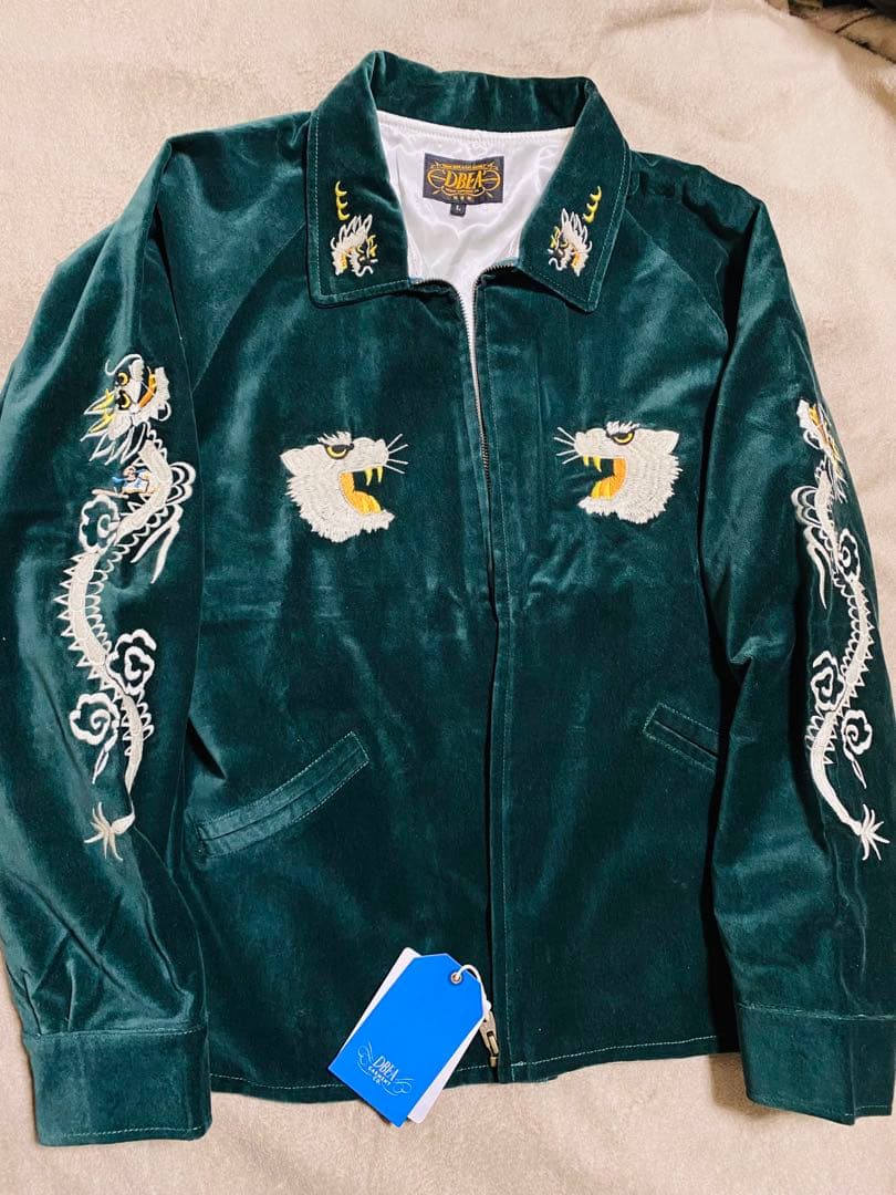 美品 DBEA 未使用 グリーン別珍 虎 日本限定 スカジャン unisex