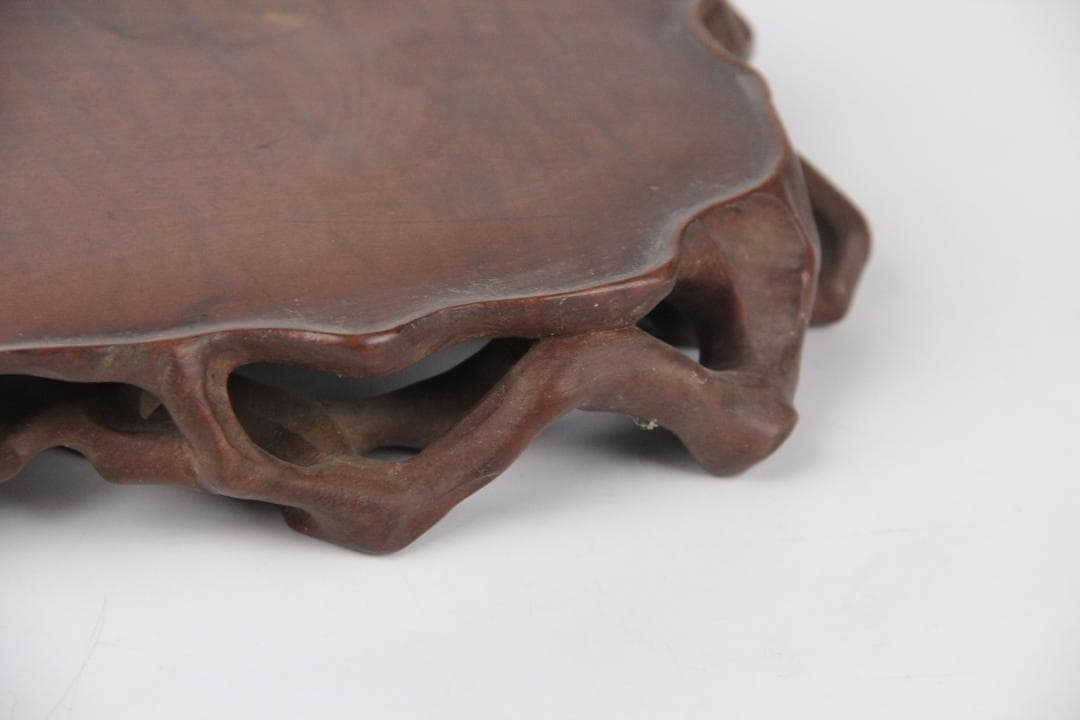 香炉台 飾台 葡萄杢 変木 盆栽　銘あり　木彫 昂石 茶道具 EM3-21