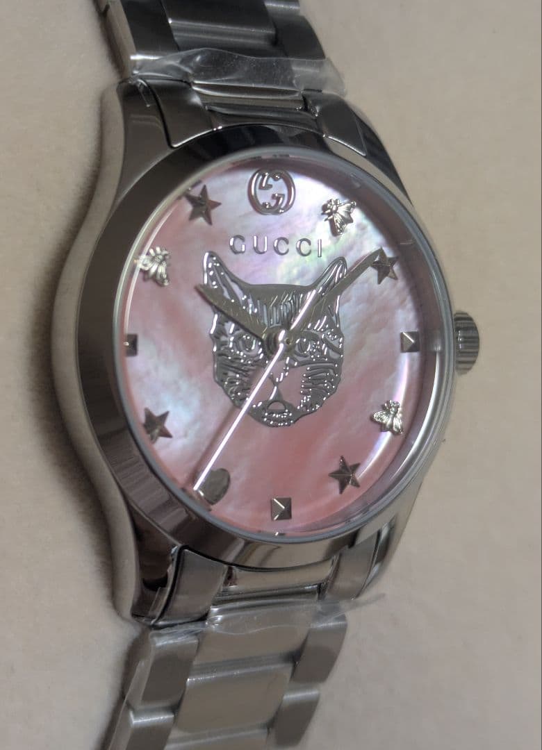 新品未使用　GUCCI　ウォッチ　YA1265013　キャット　27ミリ　ピンク