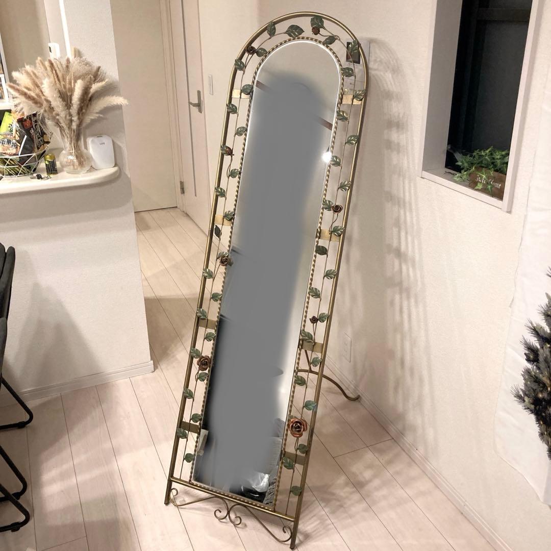 ウォールミラー　アーチ型 スタンドミラー ヴィンテージ アンティーク　アイアン