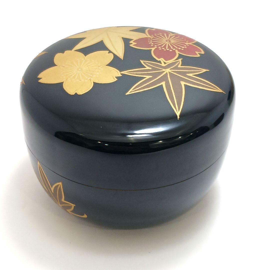 Y3032-12 茶道具 欅・蒔絵・黒漆 棗 3点セット　YY