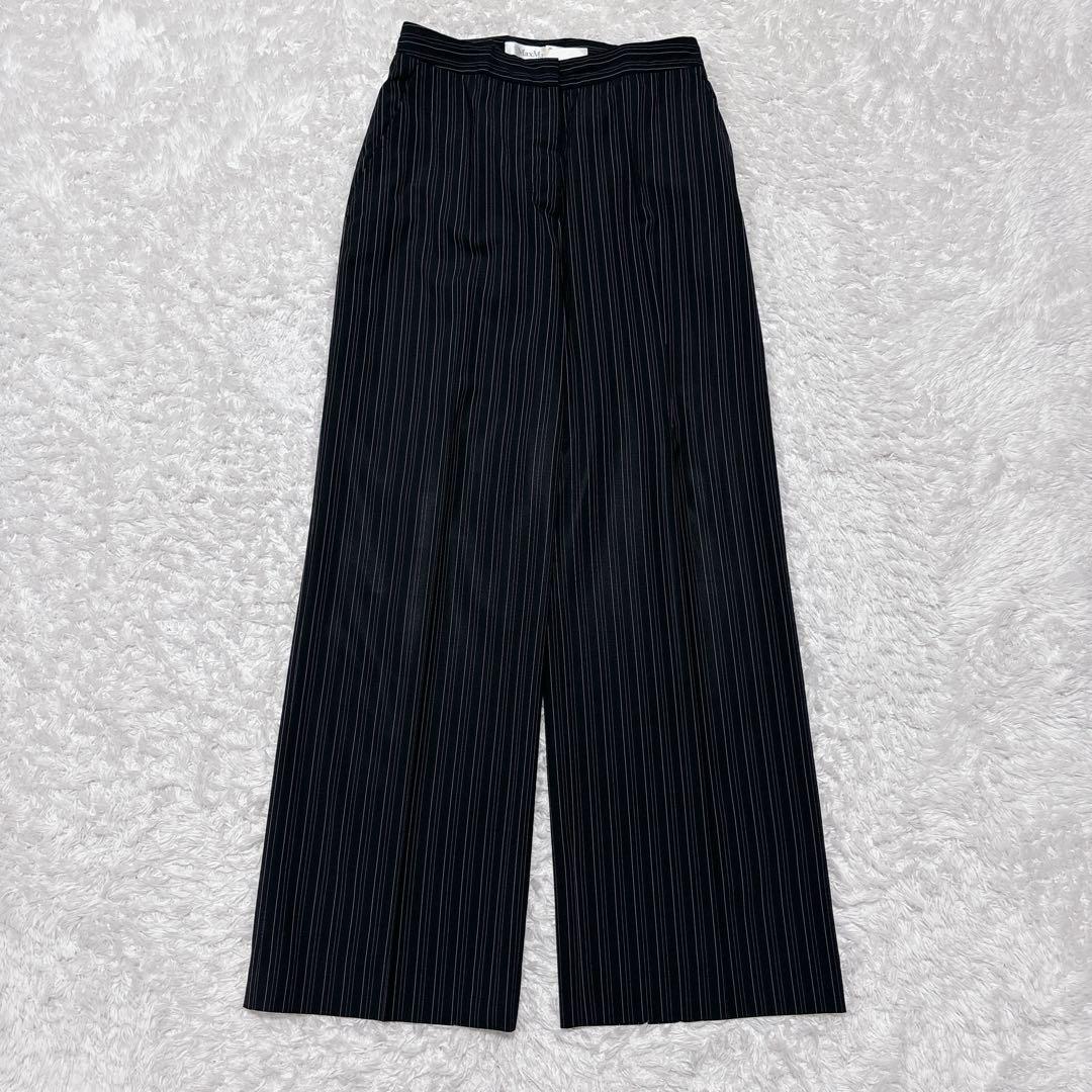 白タグ✨MaxMara マックスマーラ パンツスーツ ピンストライプ 黒 38