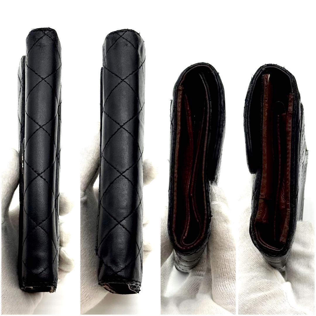 CHANEL シャネル マトラッセ ラムスキン 長財布 ココマーク 三つ折り