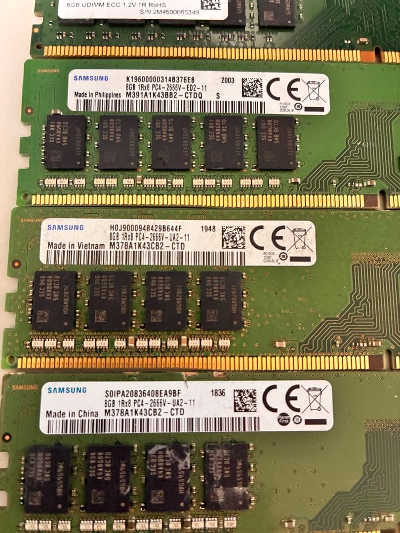 h*o様 DDR4 4G×13計52GB /DDR4 8G✖️12 計96GBジ