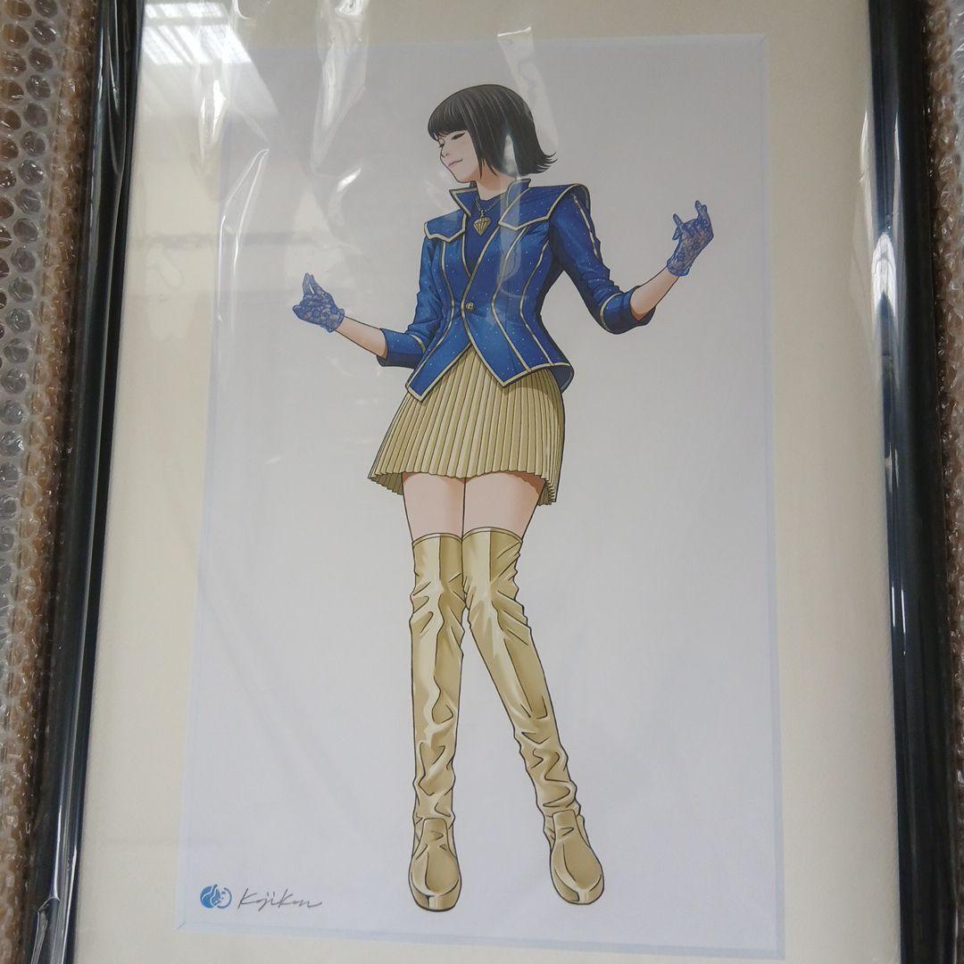 森高千里「この街」TOUR 2020-22 青衣装 額入りイラスト 自筆サイン入