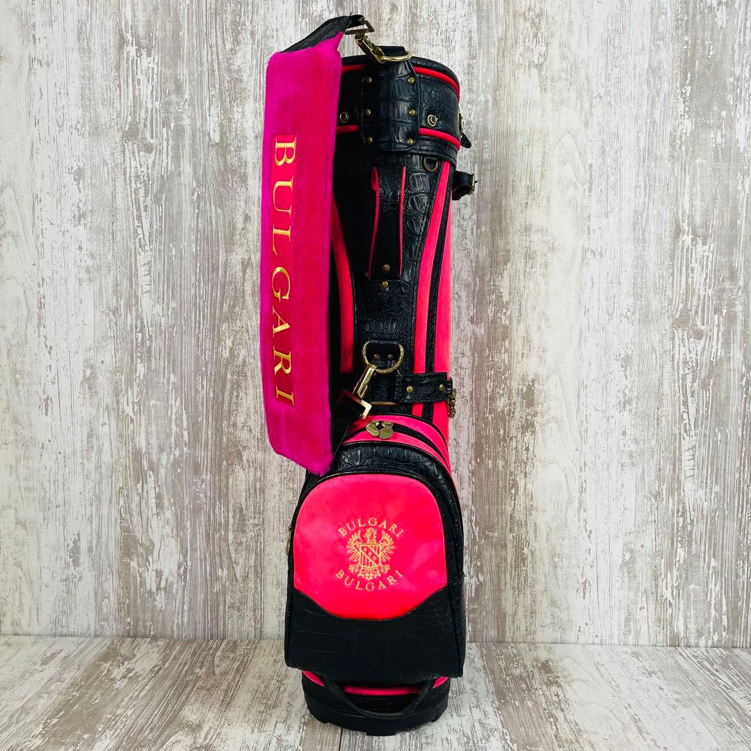 【希少品】BVLGARI ブルガリ キャディバッグ 型押し ロゴ刺繍 ピンク