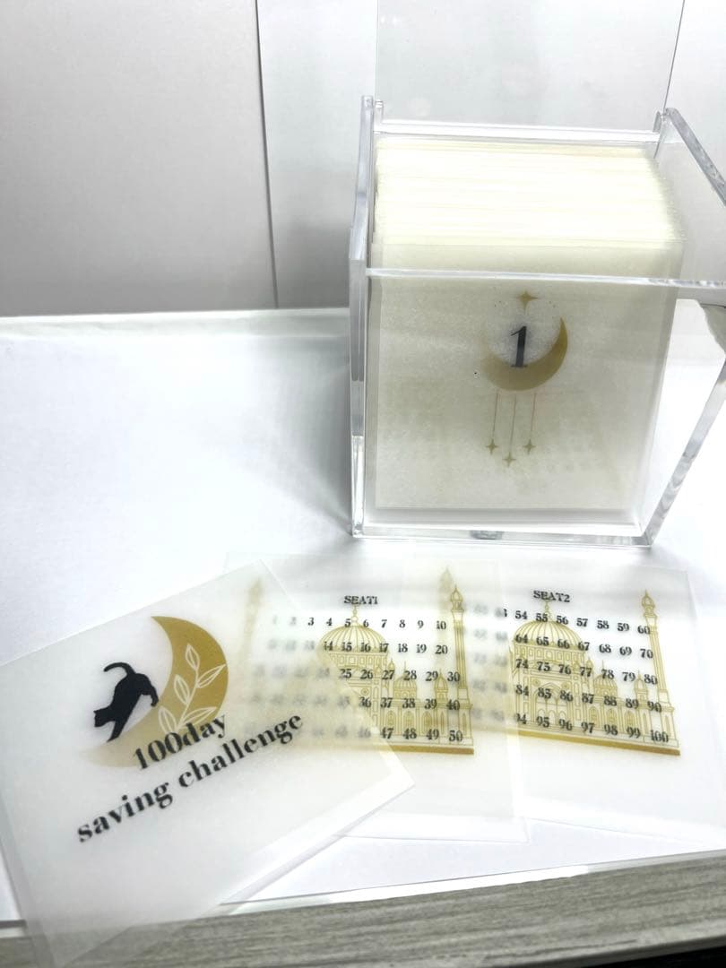 100日リフィル＊猫＊月＊貯金＊ saving＊韓国＊BOX付き