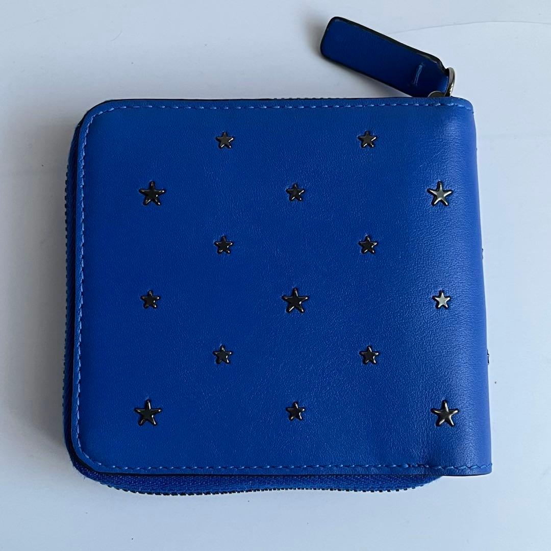 YoU-K ✨　JIMMY CHOO 　ラウンドジップ　財布　青　スタッズ