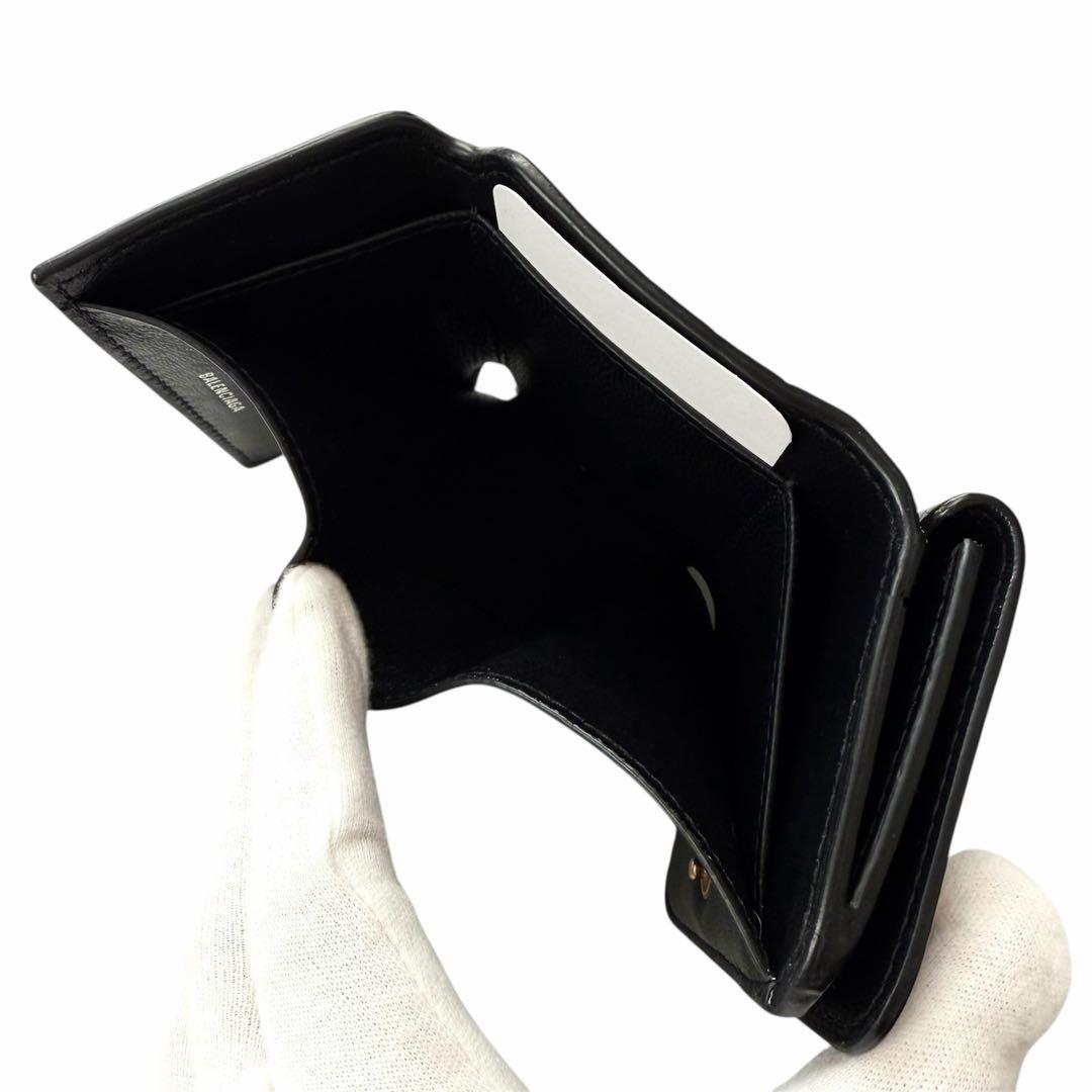 極美品✨ BALENCIAGAバレンシアガ三つ折り財布593813黒ブラック
