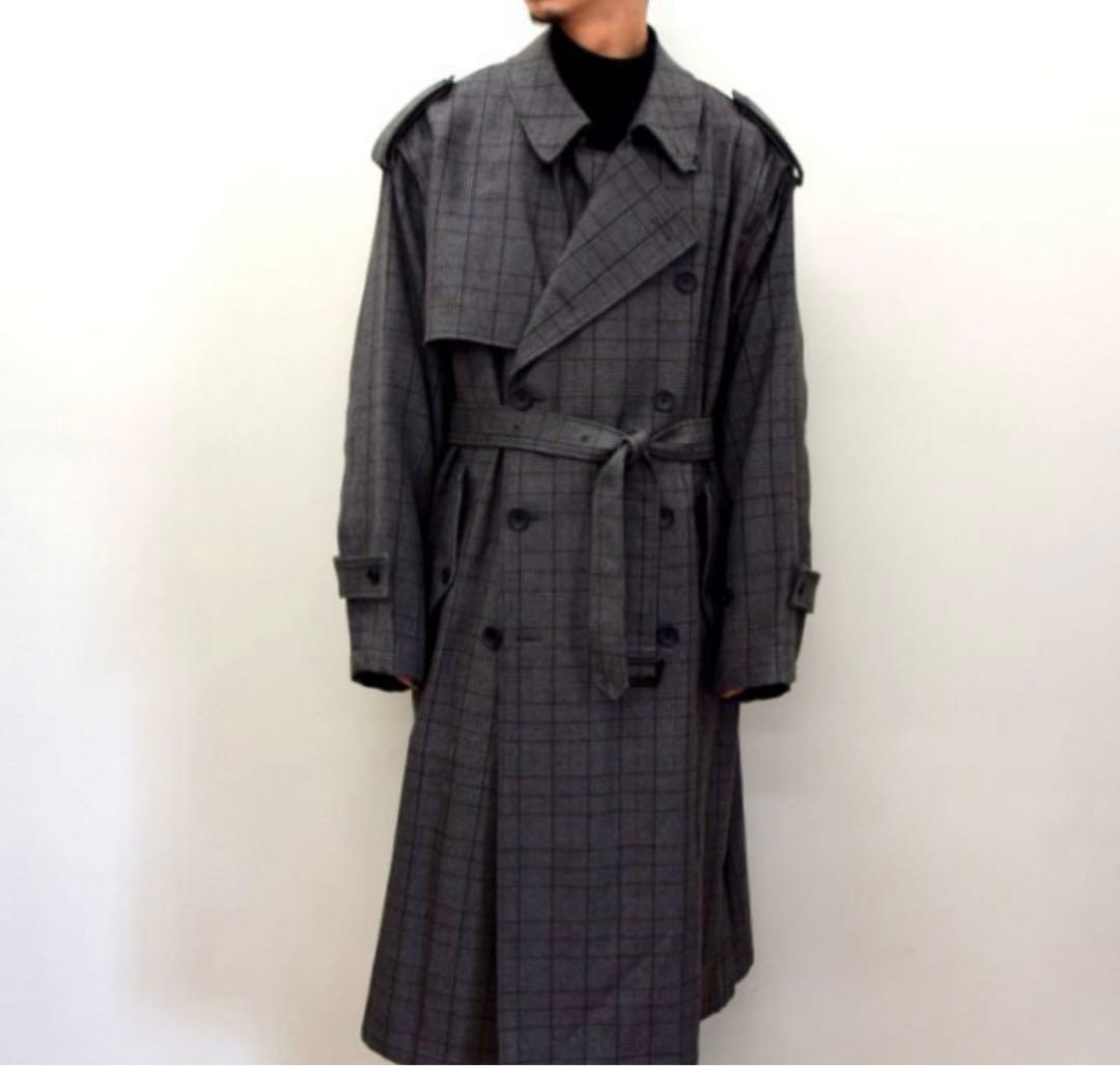 ジャケット・アウター stein DEFORMATION TRENCH COAT GLEN CHECK