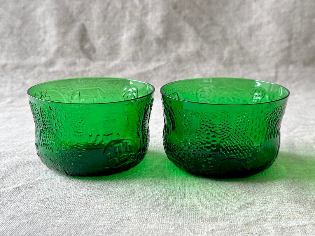 nuutajarvi Fauna(グリーン)ボウル(9.5cm)2つセット