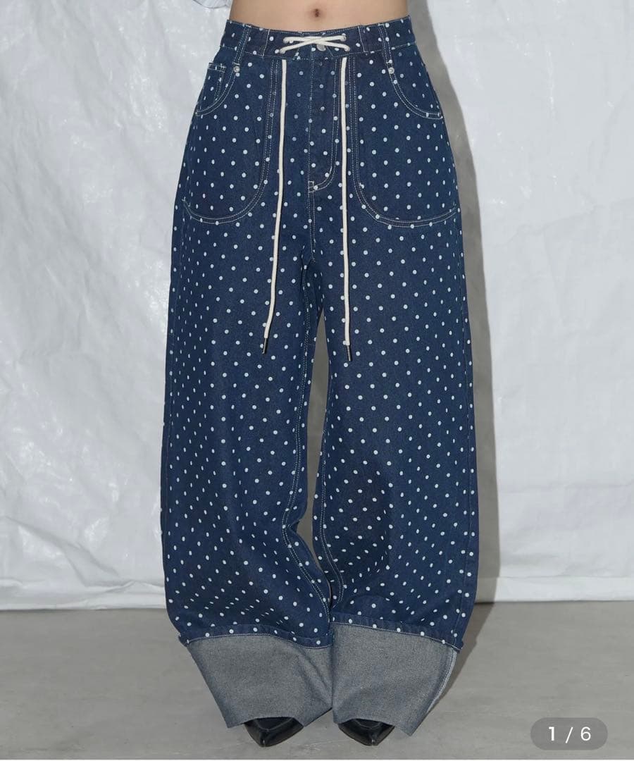 ファンシークラブ　ドット　デニム　パンツ
