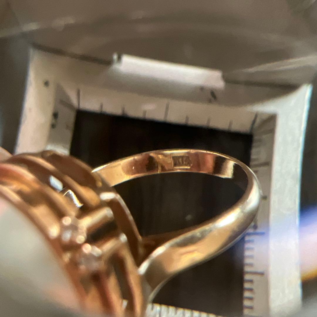 ゆ*か様 k14 マベ真珠リング ダイヤ1mm２つ