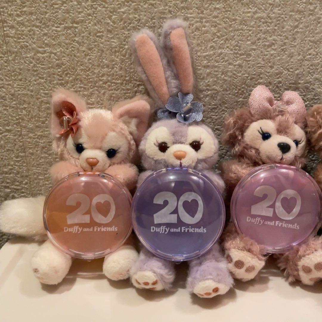 c ダッフィーフレンズ 20周年 ぬいぐるみバッチ カラフルハピネス 7点