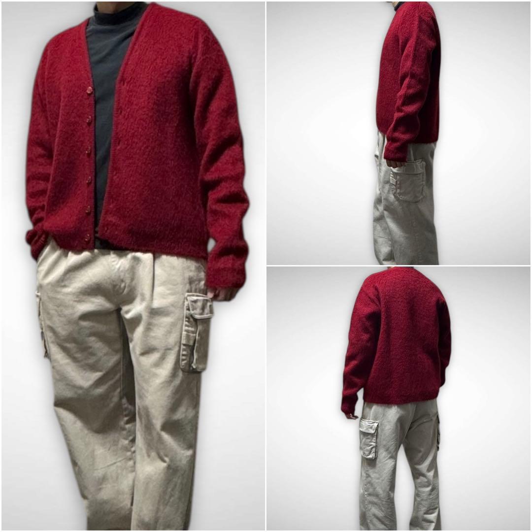 60sビンテージモヘアカーディガンXLバーガンディワインレッドシアーズsears